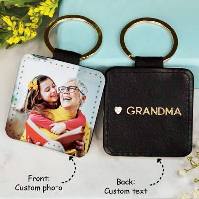 Shein Personalised Grandad Photo Keyring - Custom Names/Initials Keychain For Him
