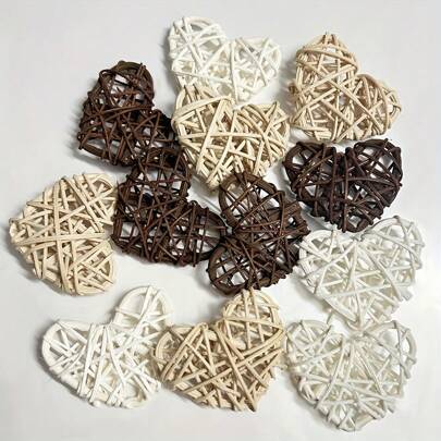 Shein 12pcs Handcrafted Rattan Heart Decor Set Decorative Item