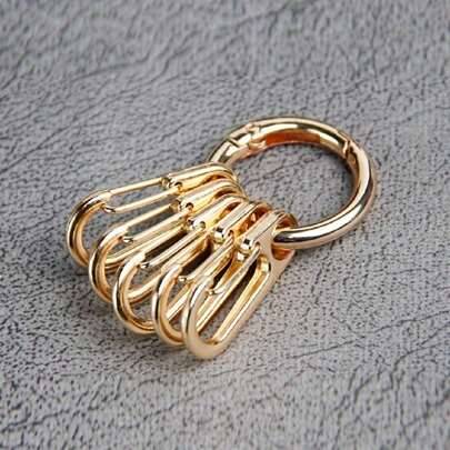 Shein Metal Creative Keychain With 5 Spring Buckles - Portable