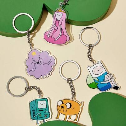 Shein Cartoon Pattern Acrylic Keychain Bag Charms - 5pcs