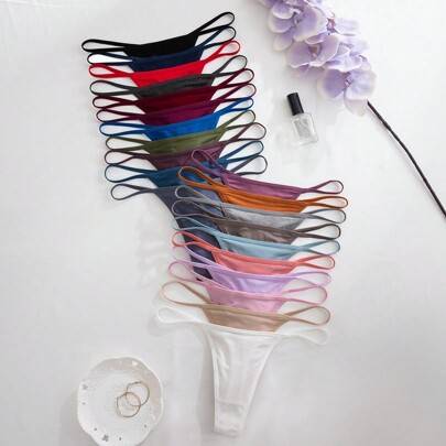 Shein Women Assorted Color Ribbed G-String Panties - Assorted