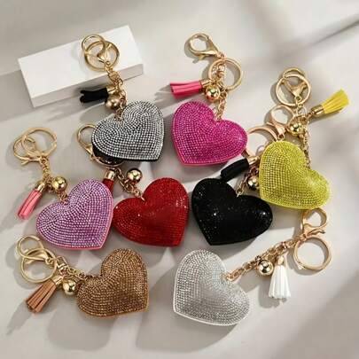 Shein Gorgeous Rhinestone Heart Shape Solid Color Bag - Metal