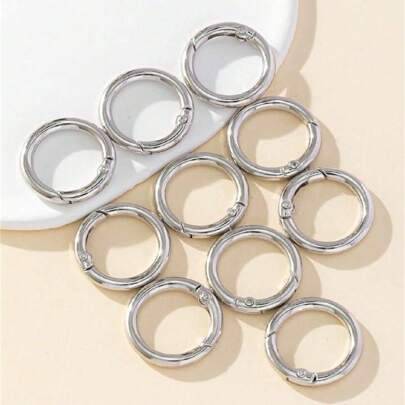 Shein Silver-Colored Round Hook Rings For Keychains - Silver