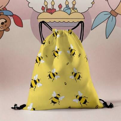 Shein Drawstring Bag With Cute Bee - Yellow