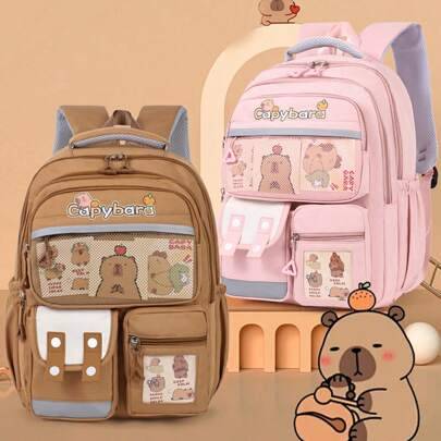 Shein Capybara Kids Backpack - Large Capacity