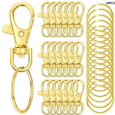Shein Rotating Lobster Clasp Keychain With Key Rings - 20pcs