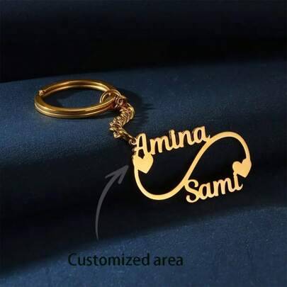 Shein Customized Couple Names Keychains - Stainless Steel
