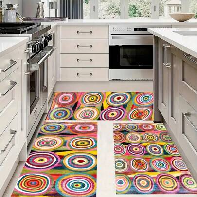 Shein Bohemian Floral Pattern Anti-Slip Polyester Rug 1pc