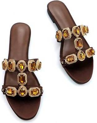 Shein Glamorous Rhinestone Chain Decor - Chocolate Brown