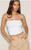 PrettyLittleThing Soft Rib Bandeau Top - White