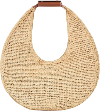 Staud Large Raffia Moon Tote Bag - Natural Raffia