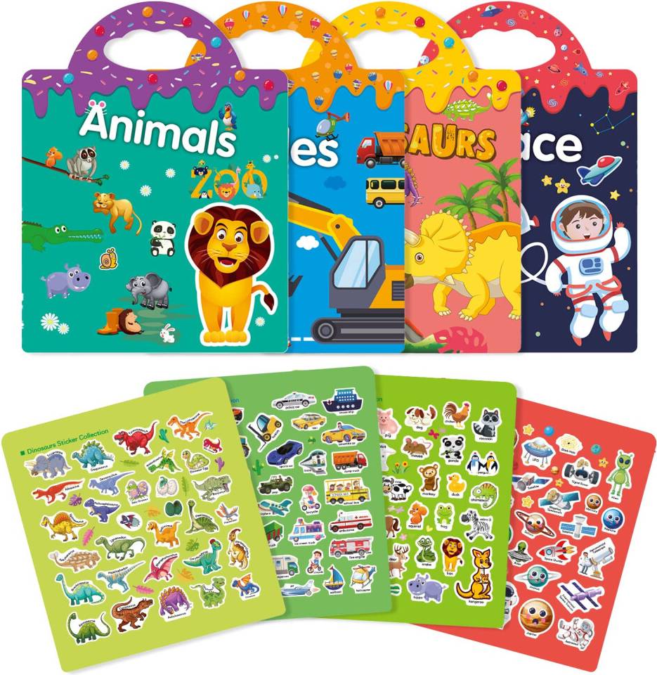 4 Pack Reusable Sticker Books