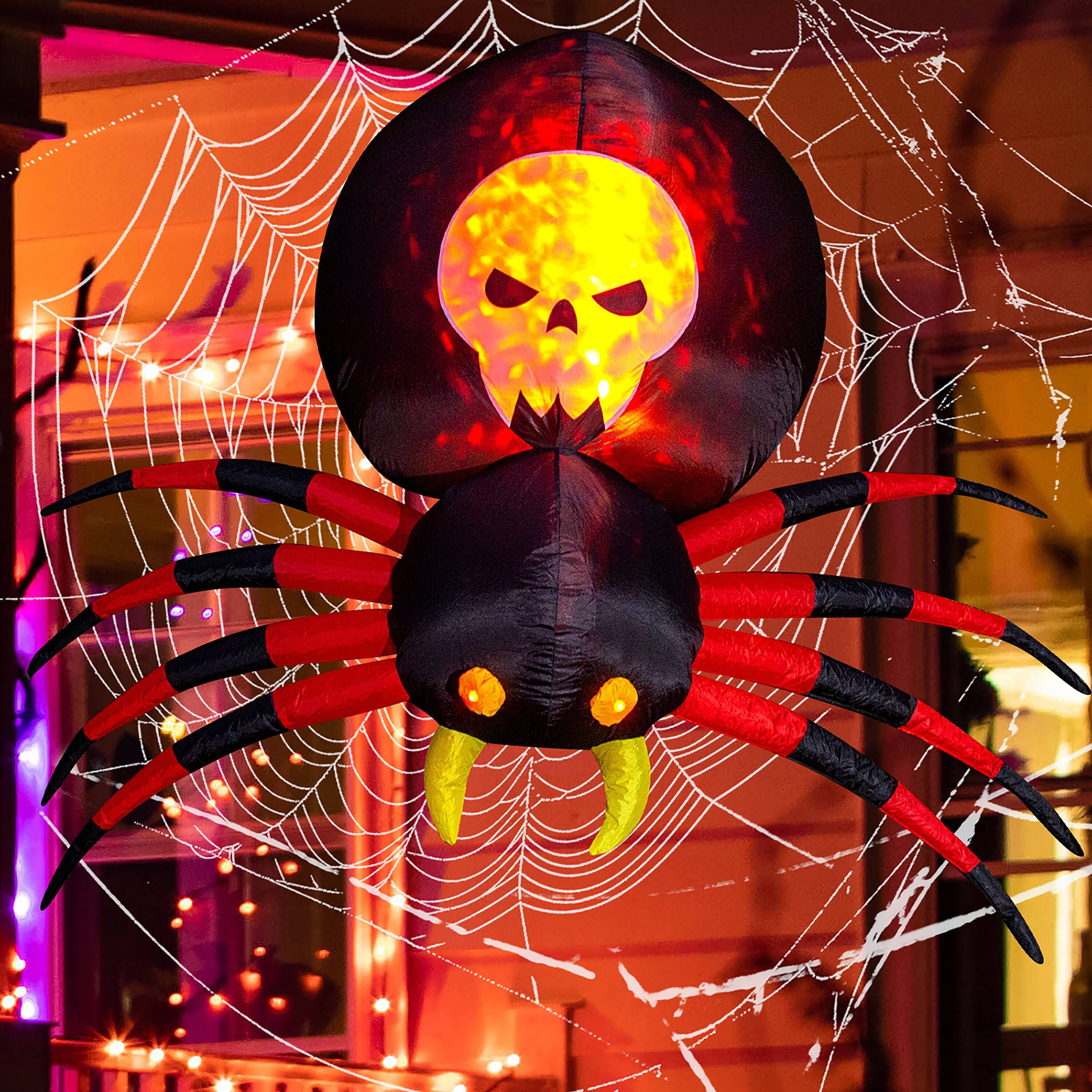 Lighted Spider Inflatable Polyester 6-ft Black