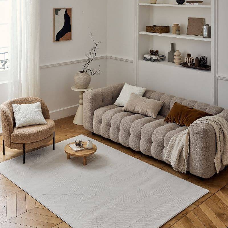 THE RUGS Carmel Modern Geometric Patterned Cream Area Rug 80cm x 150cm Beige