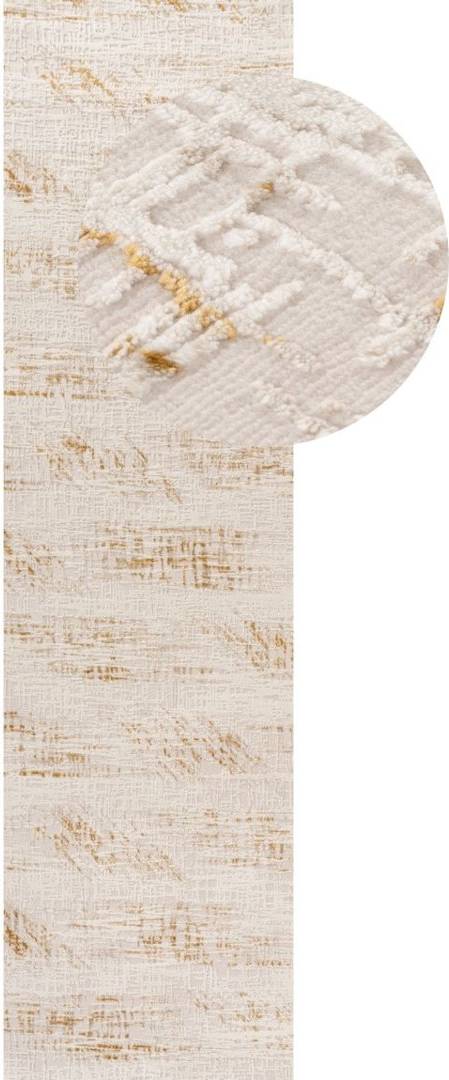 THE RUGS Carmel Modern Abstract Cream/Gold Area Rug 80cm x 300cm