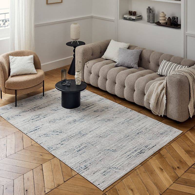 THE RUGS Carmel Modern Abstract Cream/Navy Area Rug 80cm x 150cm