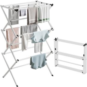 Folding clothes drying rack Folding Metal Drying Rack - White