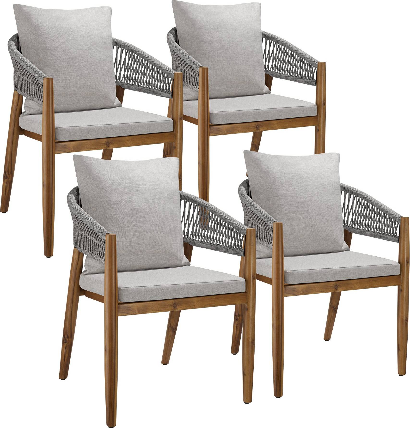 Stühle set tectake Gartenstuhl Manacor Ropedesign 4er Set Greige