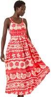 Roman Shell Print Strap Maxi Dress - Red