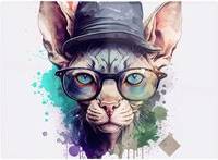 Warren Reed Sphynx Cat Face Splashart Multi One Size Chopping Board 40cm