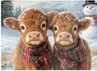 Warren Reed Baby Highland Cows In The Snow One Size Chopping Board