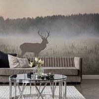 Dunelm Stag In The Mist Neutral Mural