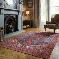 Dunelm Sofia Mid Century Textured Washable Rug - Red Red