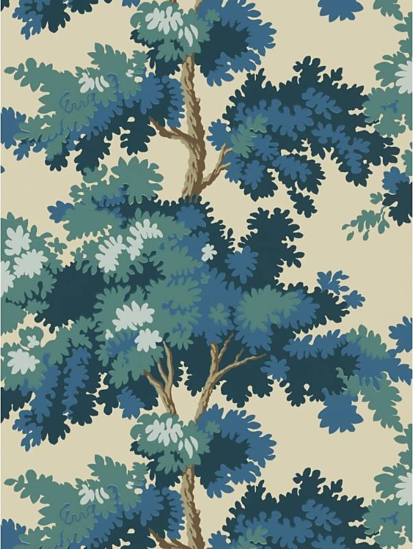 Scalamandre Raphael Wallcovering Dark Blue