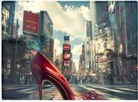 Warren Reed Red Stiletto In Urban Crosswalk Multi One Size Chopping Board