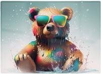 Warren Reed Bear In Glasses Multi One Size Chopping Board