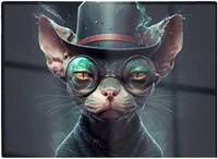Warren Reed Sphynx Cat With Glases Splashart Multi One Size Chopping Board