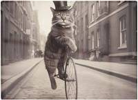 Warren Reed Victorian Cat Riding A Bike One Size Chopping Board