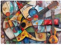 Warren Reed Melody Of Shapes Picasso's Instruments Multi One Size Chopping Board