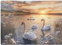 Warren Reed Swans At Sunset In A Beautiful Lake Multi One Size Chopping Board