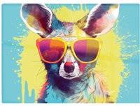 Warren Reed Splashart Wallaby In Glasses Multi One Size Chopping Board