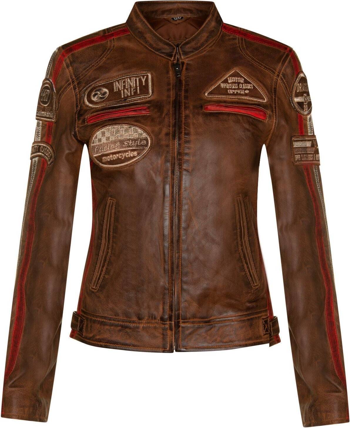 Biker Racing Badges Jacket - Tan