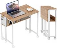 Homcom 80 cm Foldable Computer on Wheels Writing Desk