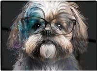 Warren Reed Lhasa Apso With Glasses Splashart Multi One Size Chopping Board