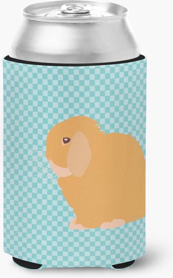 Holland Lop Rabbit Blue Check Decorative Can Hugger