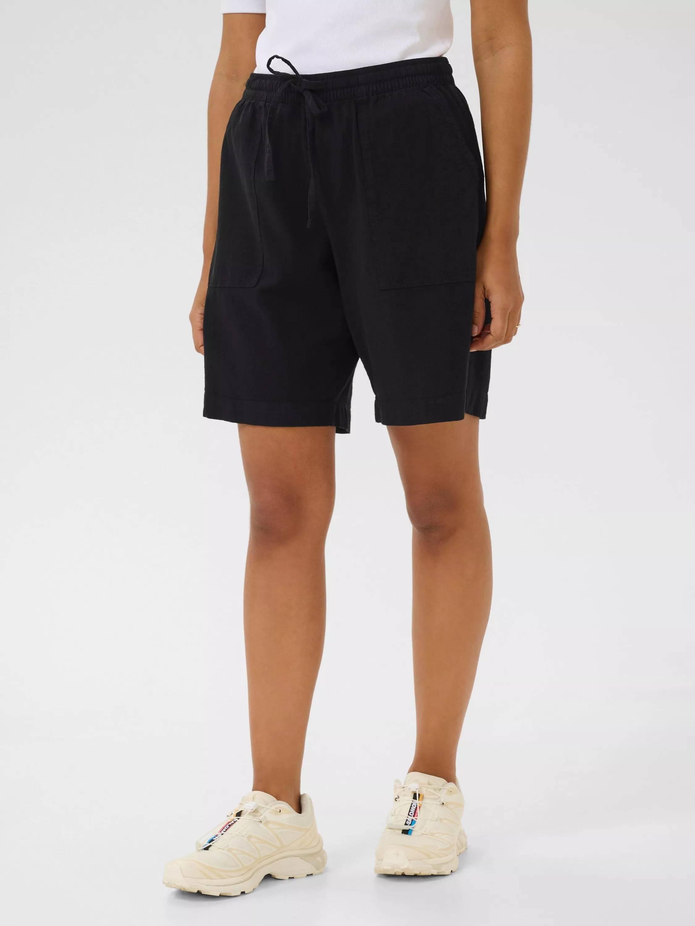 Kaffe High-Rise Drawstring Shorts - Black Deep