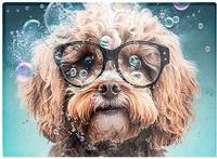 Warren Reed Cavapoo Dog With Glasses Splashart Multi One Size Chopping Board 40cm