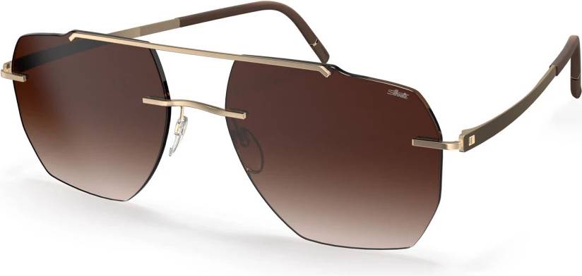 Silhouette Rimless Solbriller - Guld/Brun