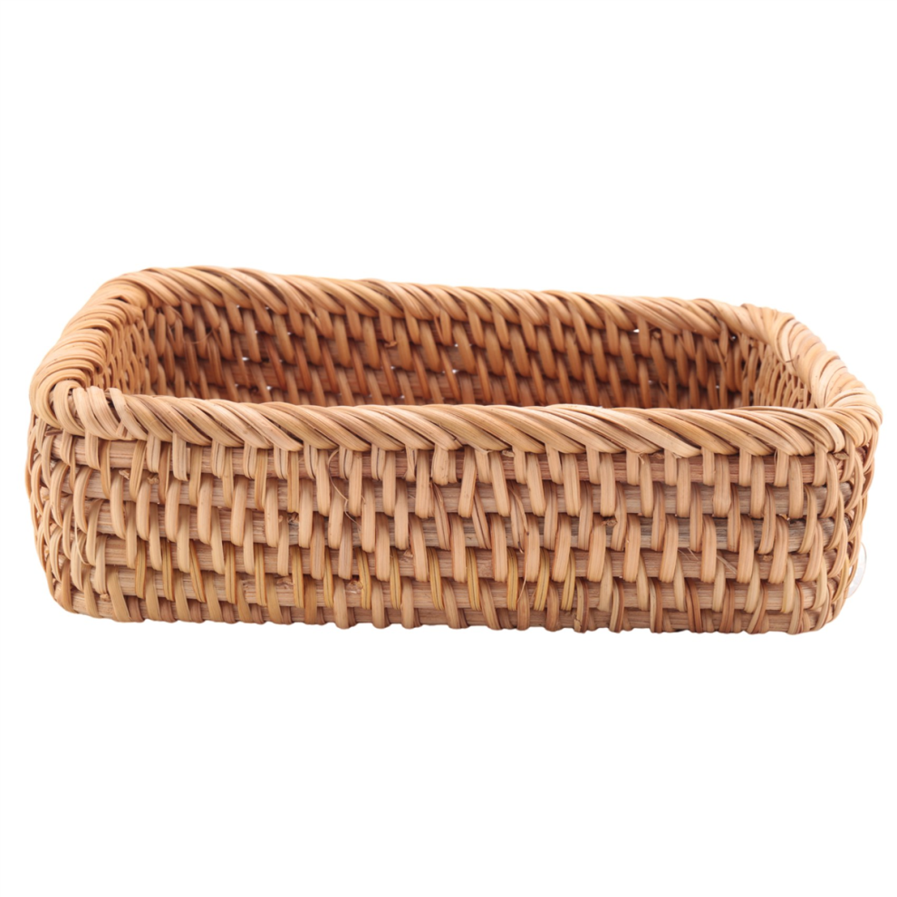 SEM Hand-Woven Rectangular Rattan Wicker Basket