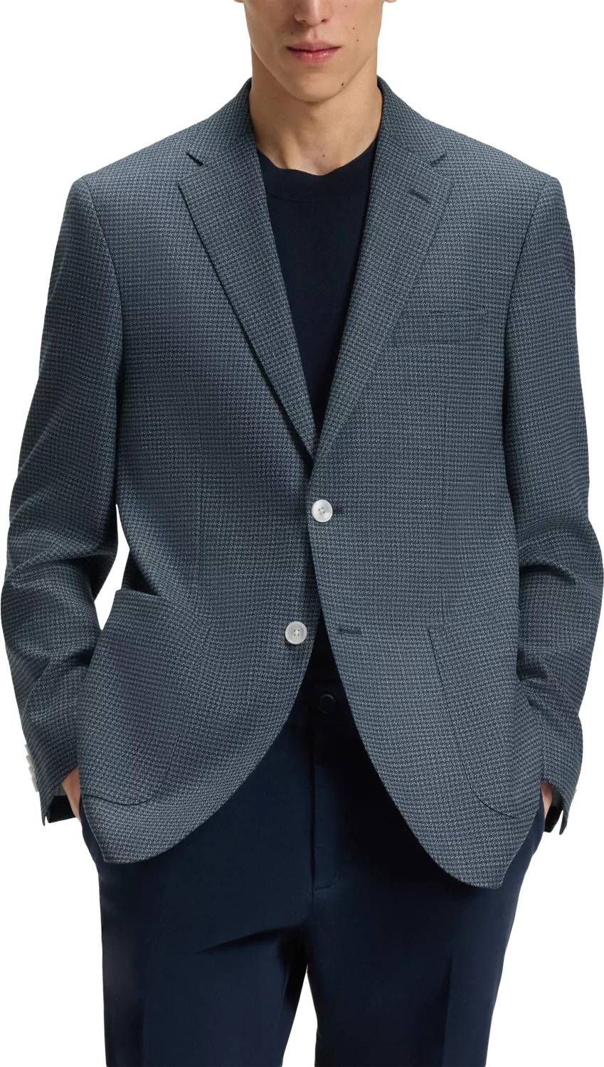 BOSS Regular Fit Blazer In A Patterned Wool Blend