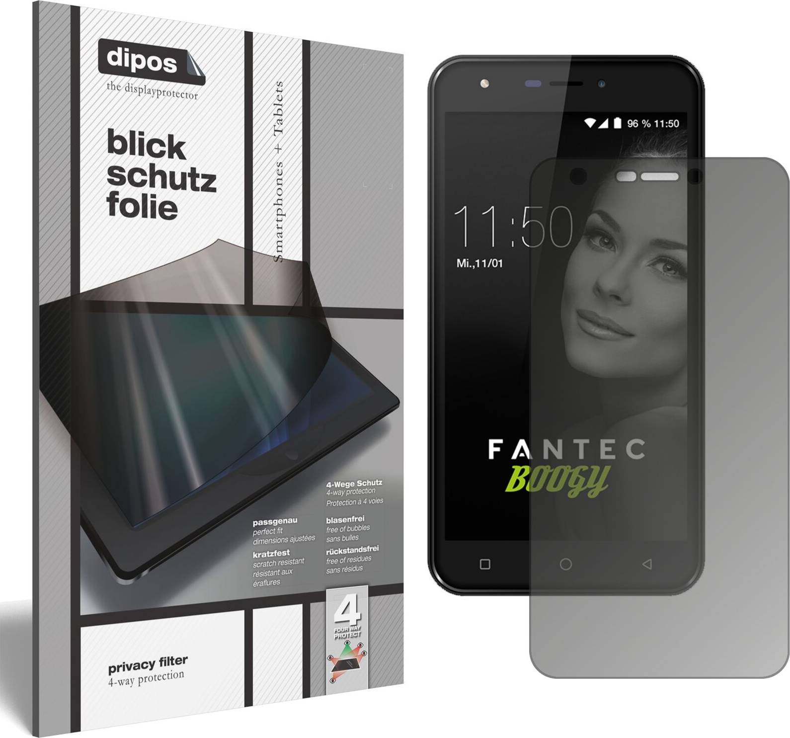 Dipos Screen Protector for Fantec Boogy Privacy Filter 4-Way Protection