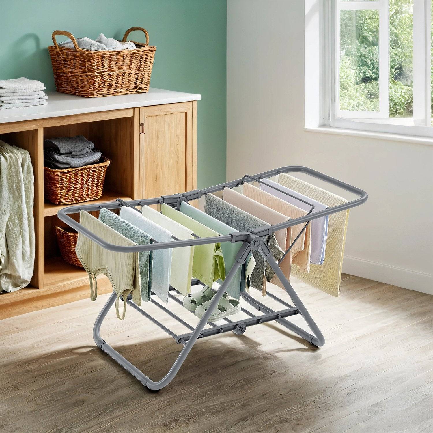Laundry drying rack foldable Songmics Foldable 2-Level Laundry Drying Rack - Dove Gray