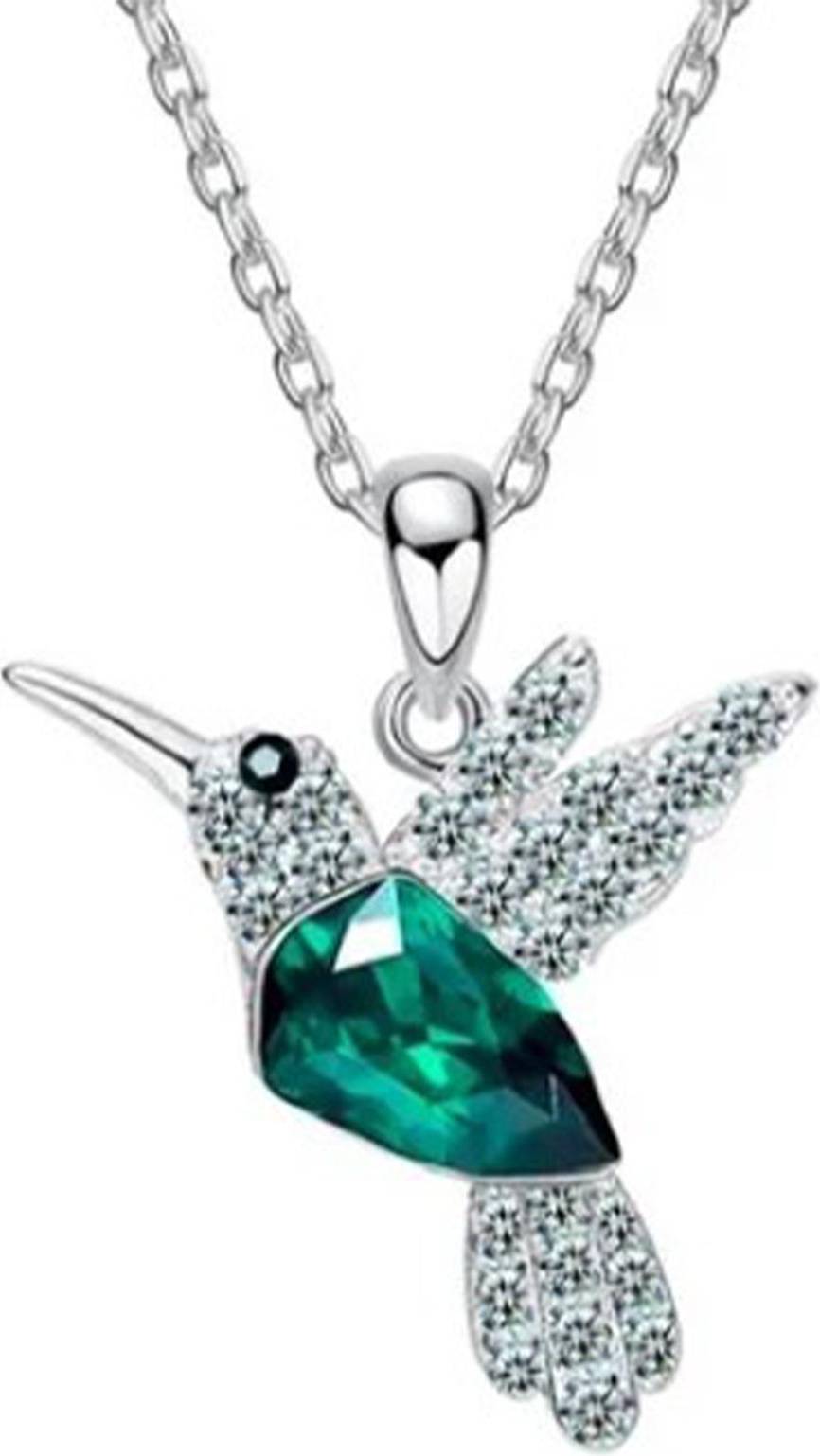 Hummingbird Portable Rhinestone Necklace - Green