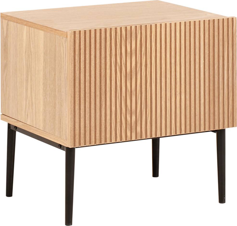 Beliani Modern MDF Ribbed Front Nightstand Bedside Table