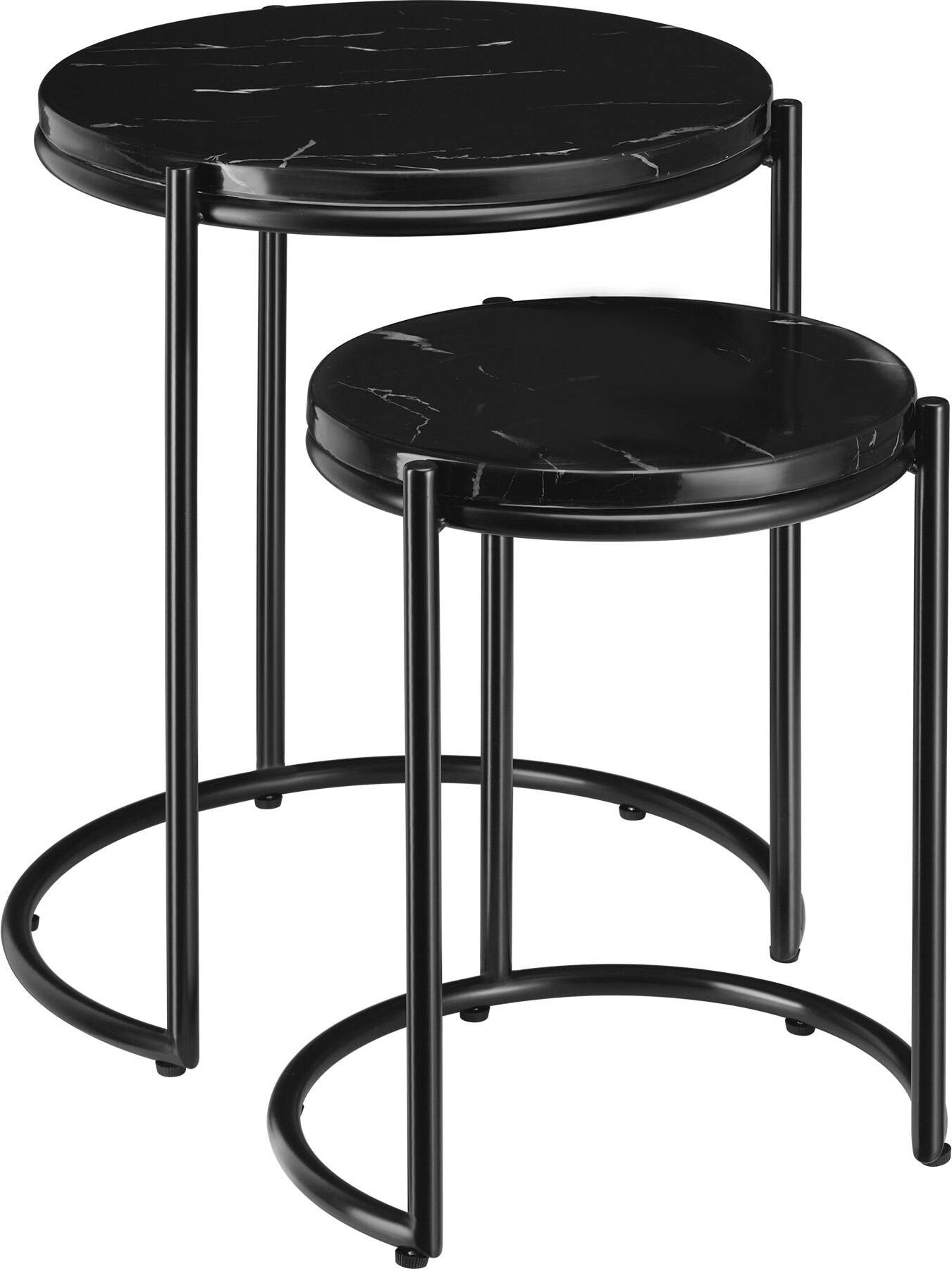 tectake Side Ellsa Marble Top Steel Frame Set Small Table