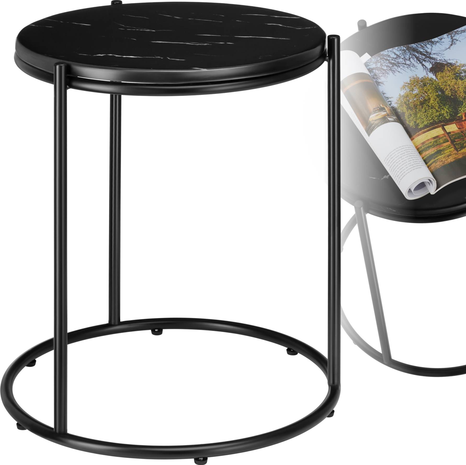 tectake Side Ellsa Marble Top Steel Frame Small Table
